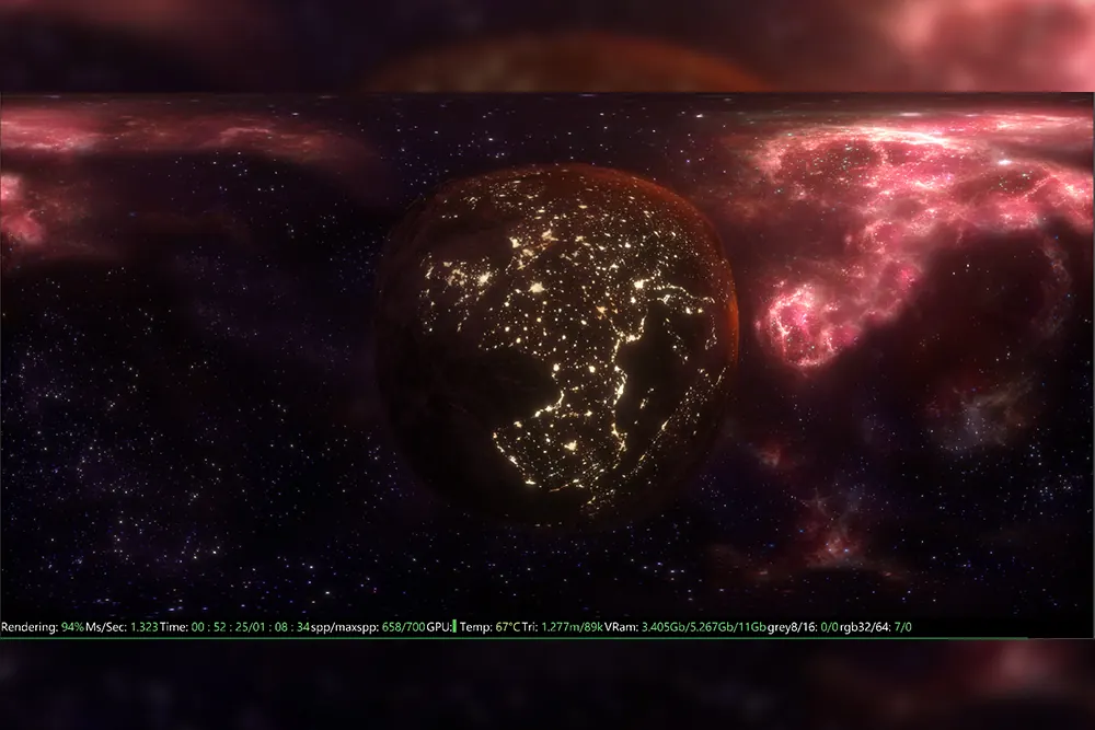 Space scene render with a nebula