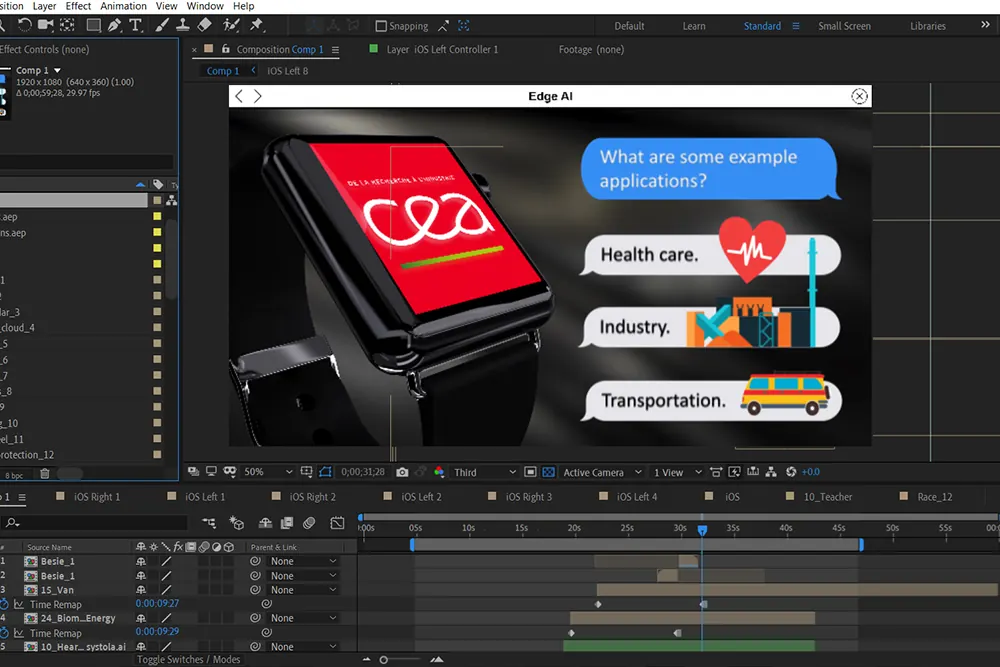 Adobe After Effects project interface