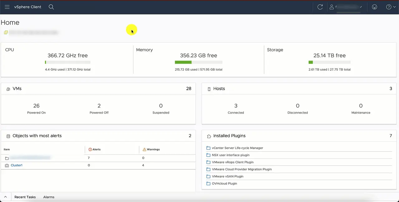 OVHcloud control panel